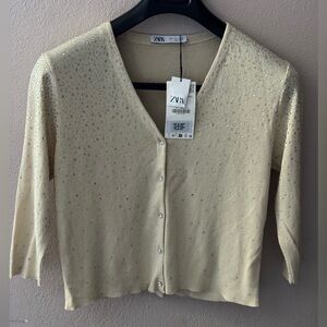 Zara Cream Cardigan with Silver Accents